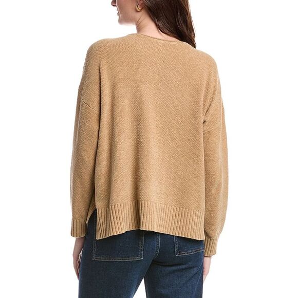 Eileen Fisher Womens Jewel Neck Sweater, Brown - Picture 2 of 3